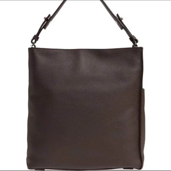 AllSaints Mast Pebbled Leather Tote Bag Brown - Picture 3 of 12